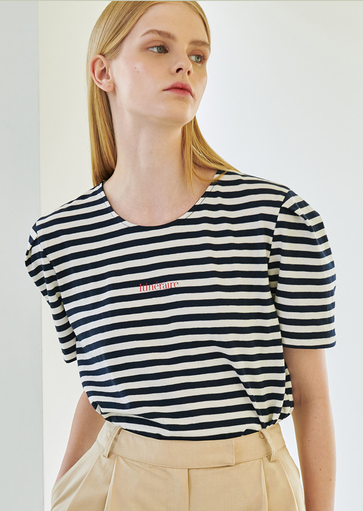 Half Tuck Stripe T-Shirt - Navy