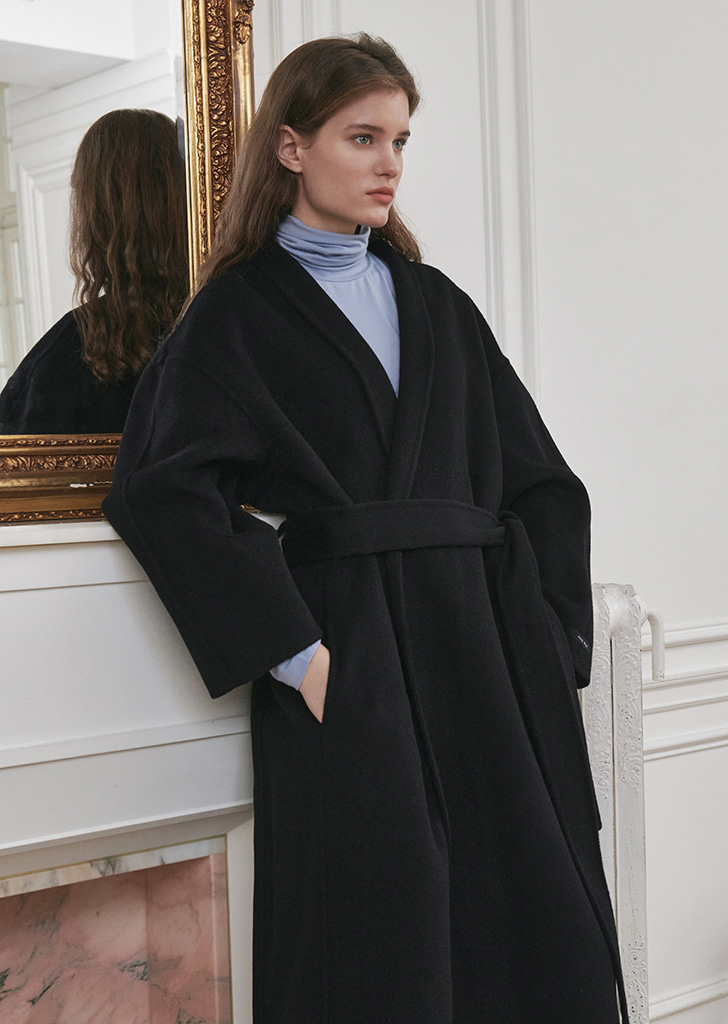 Cashmere-blend Handmade Maxi Coat - Black