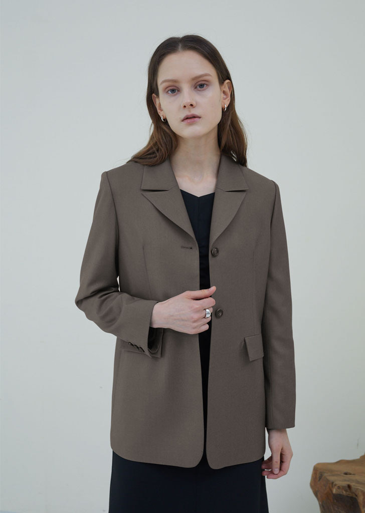 Two Button Line Jacket - Ash Brown