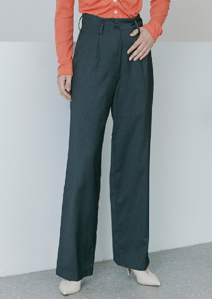 [Re-Stock] Highwaist Button Trousers - Dark Gray