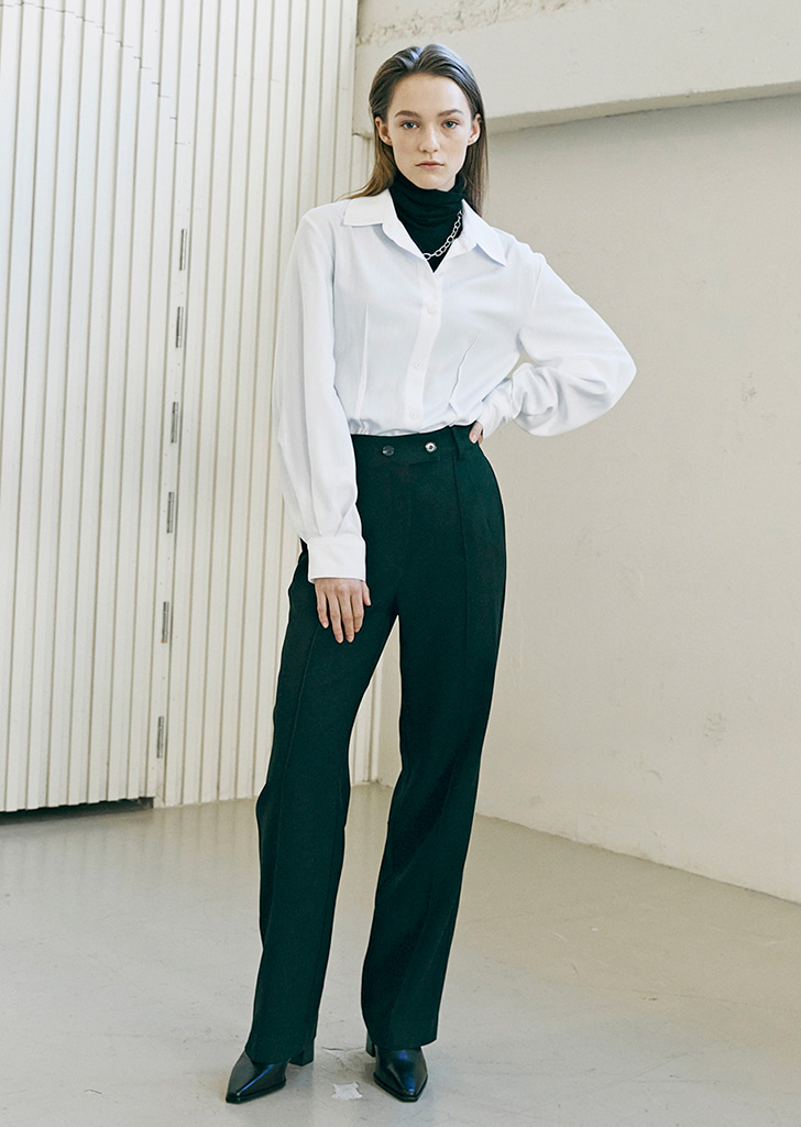 Pin Tuck Wide Trousers - Black