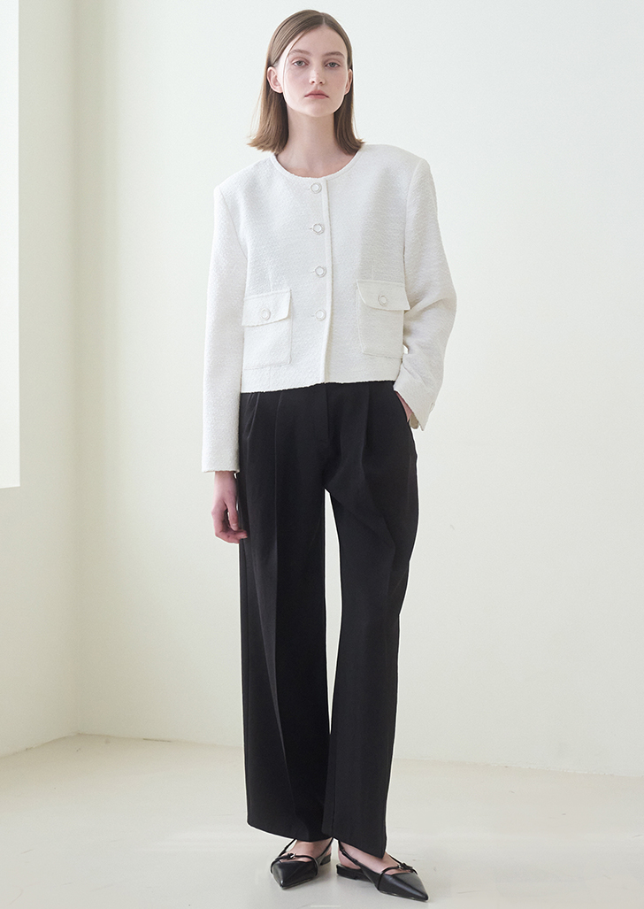 Tweed Crop Jacket - White