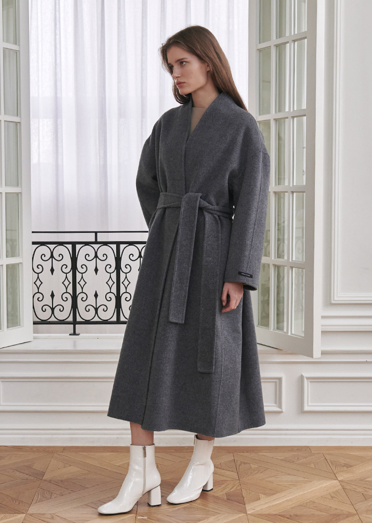 Cashmere-blend Handmade Maxi Coat - Dark Gray