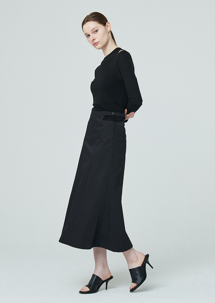 Cut Out Midi Skirt - Black