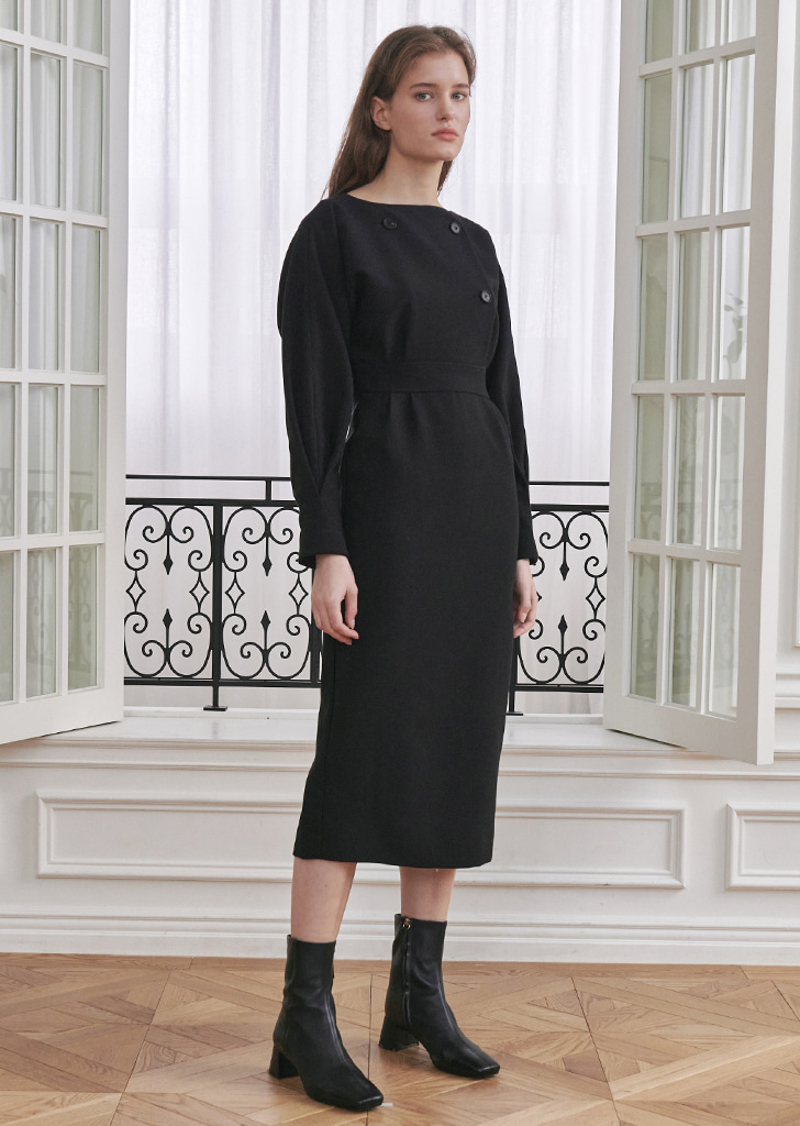 Raglan Double Dress - Black